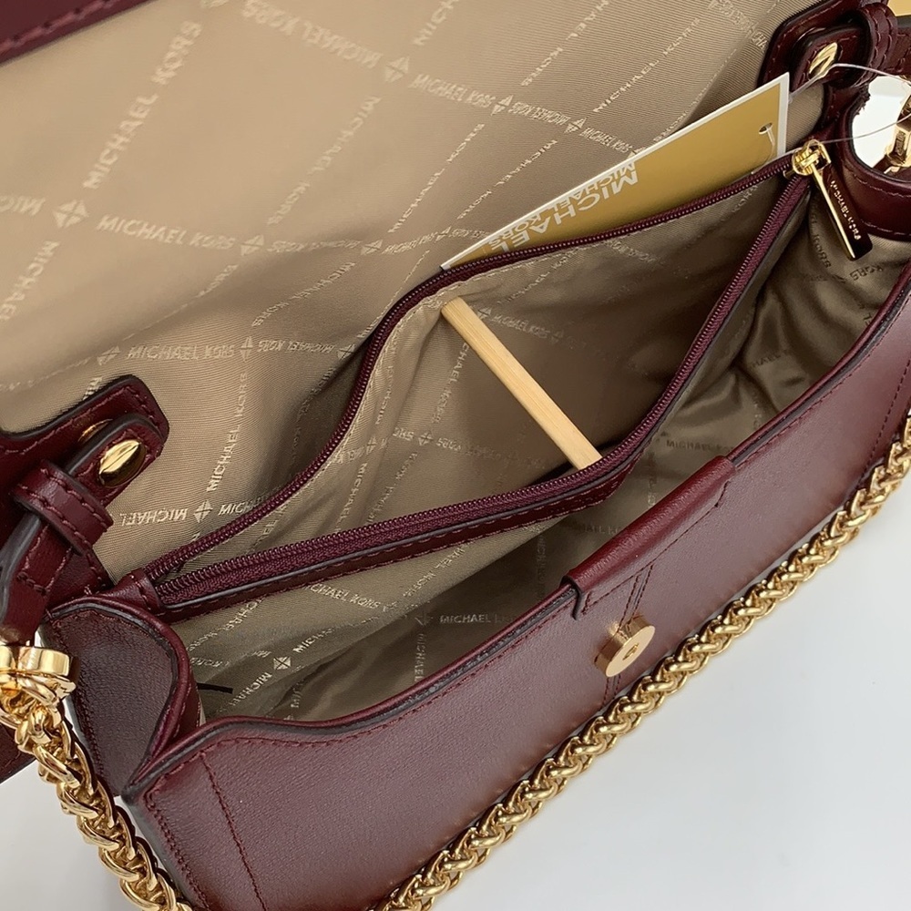 MICHAEL KORS SONIA MEDIUM EAST WEST SHOULDER CROSSBODY BAG MERLOT COLOR - Picture 11 of 16